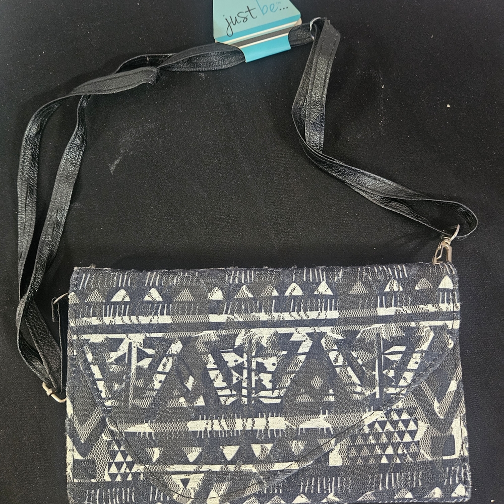 Black and White Geometric Crossbody Bag